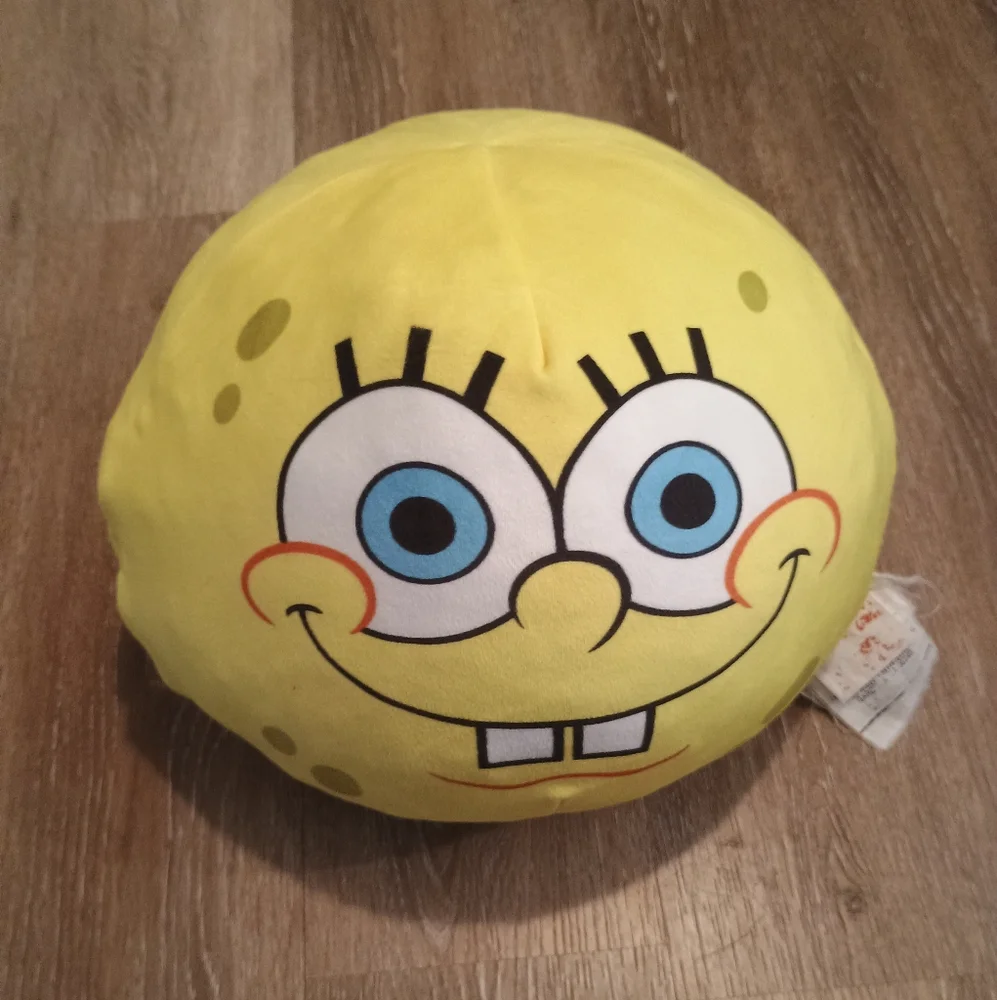 Nickelodeon SpongeBob SquarePants Cuddly  Yellow Round Plush Cloud Pillow 12in - Picture 2 of 10